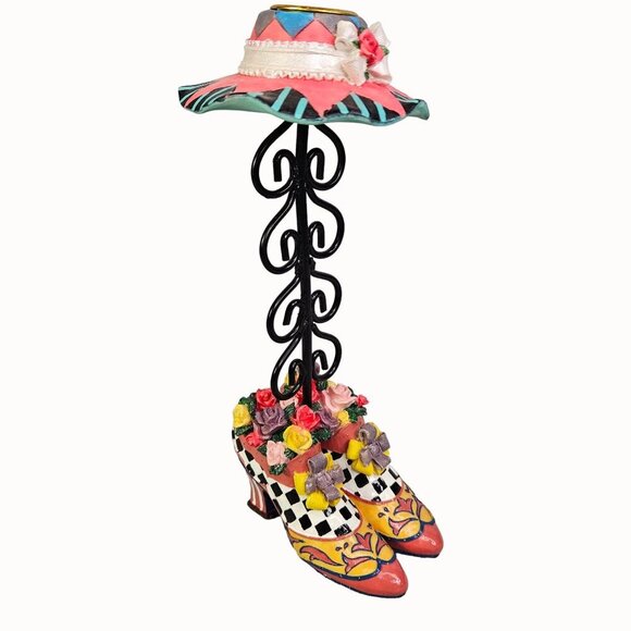 Milson and Louis Victorian Shoes Boots and Hat Candle Holder Floral With‎ Ribbon - Picture 1 of 10